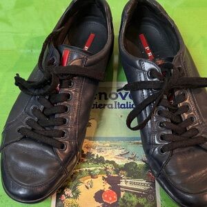 Prada Men's Dark Blue Leather Sneakers